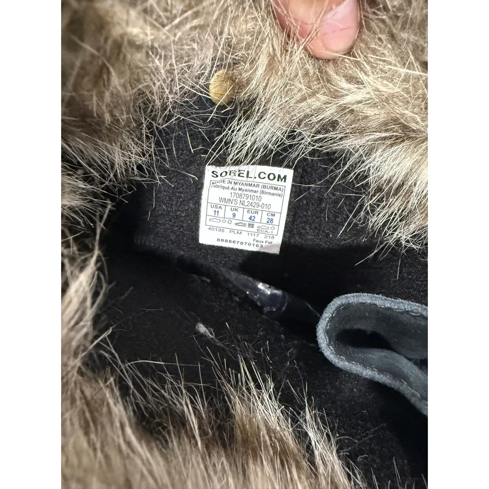 Sorel Joan of Arctic Waterproof Winter Boots Black Suede Faux Fur Trim Womens 11